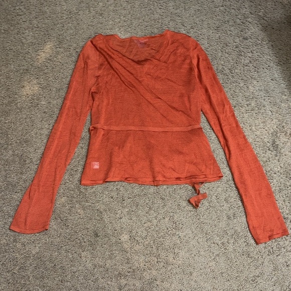 White+Warren Silk Blend Sheer Cardigan Sweater and Cropped Camisole Set Orange L - Picture 4 of 8